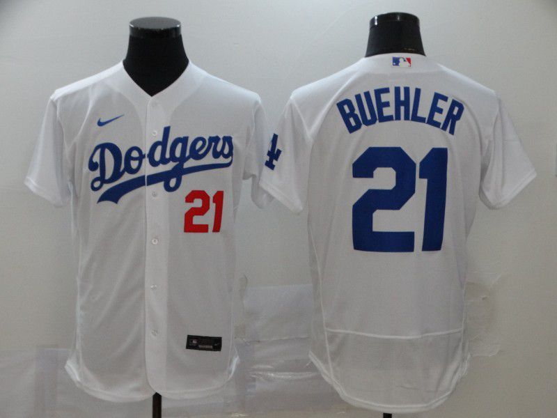 Men Los Angeles Dodgers #21 Buehler White Elite Nike Elite MLB Jerseys